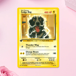 Custom Pet Pokémon Card Basic Type - Personalized Dog Cat Photo Art - Unique Gift for Pet Lover - Birthday Memorial Keepsake - thumbnail 1