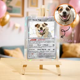 Custom Poke Game Card, Personalized Dog Portrait, Cat Memorial Gift, Funny Trading Item - thumbnail 2