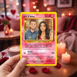 Custom Couple Photo & Text Game Card – Personalized Pokémon-Style Card, Valentine Gift for Couples - thumbnail 5