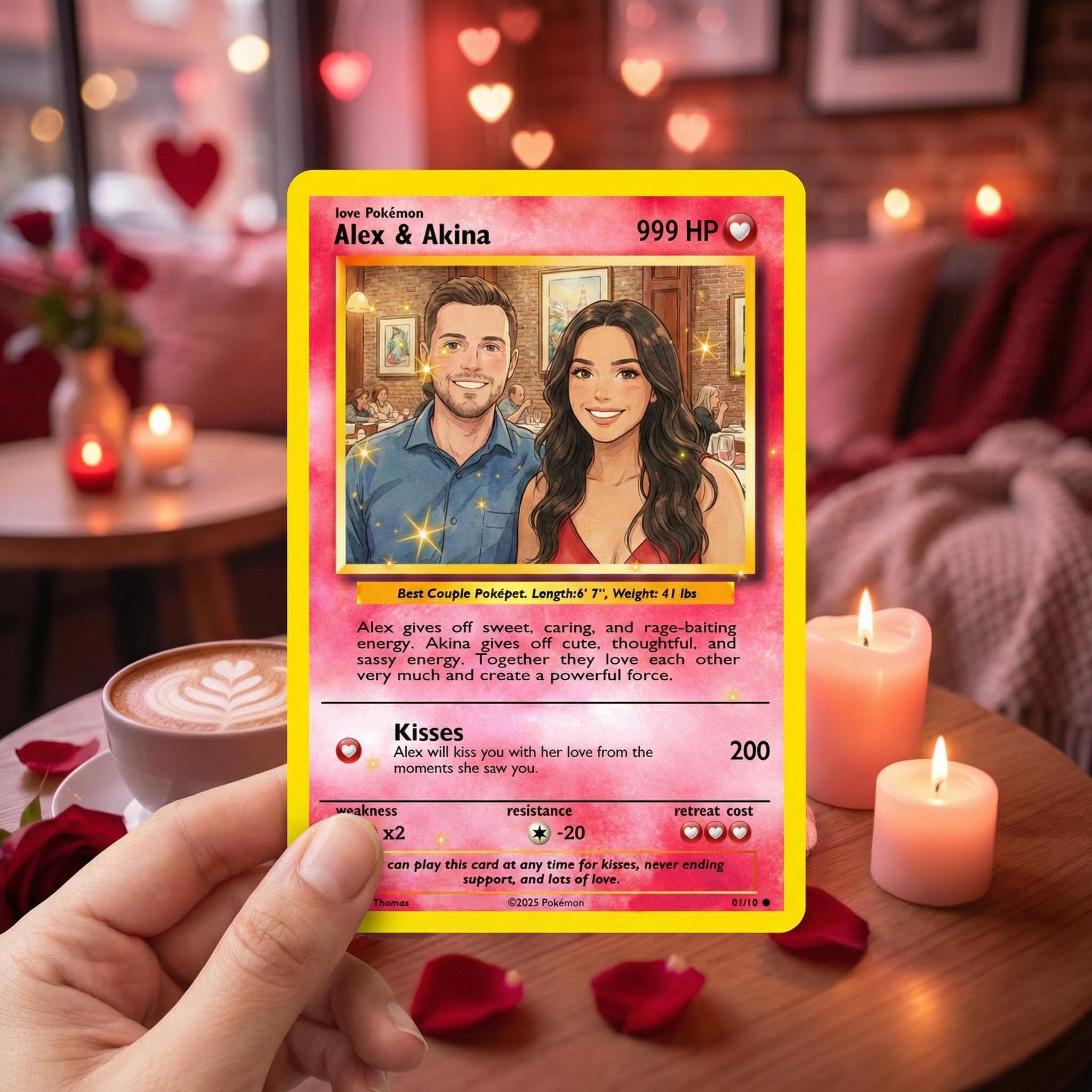 Custom Couple Photo & Text Game Card – Personalized Pokémon-Style Card, Valentine Gift for Couples - image 5