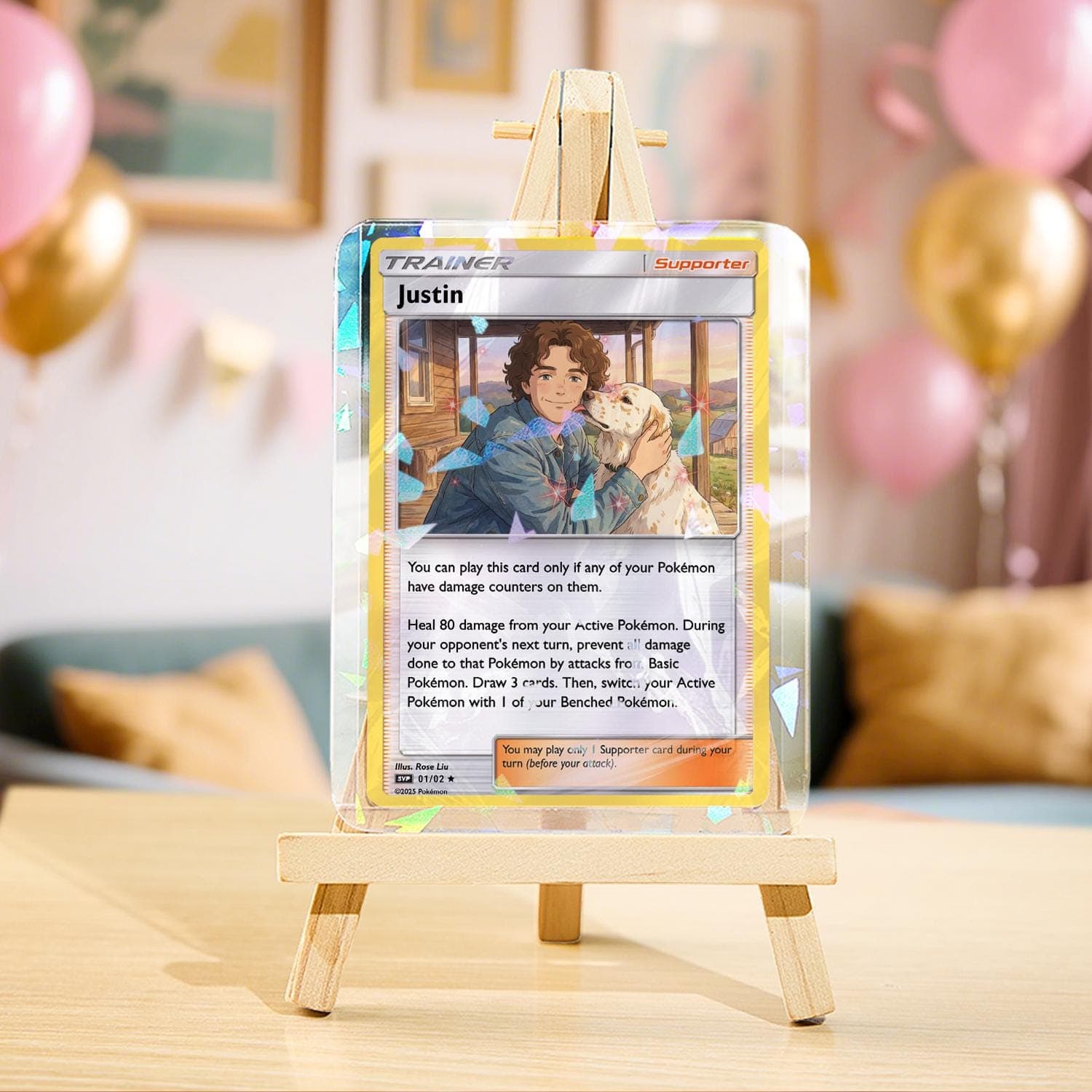 Custom Pet Pokemon Card Ghibli Style Portrait - Personalized Dog Lover Gift - Custom Trainer Card from Photo - Pet Memorial - Unique Gift for Him Her - image 2
