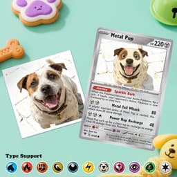 Custom Poke Game Card, Personalized Dog Portrait, Cat Memorial Gift, Funny Trading Item - thumbnail 4