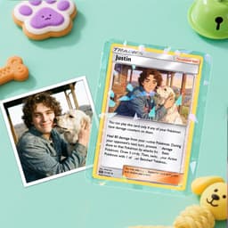 Custom Pet Pokemon Card Ghibli Style Portrait - Personalized Dog Lover Gift - Custom Trainer Card from Photo - Pet Memorial - Unique Gift for Him Her - thumbnail 3