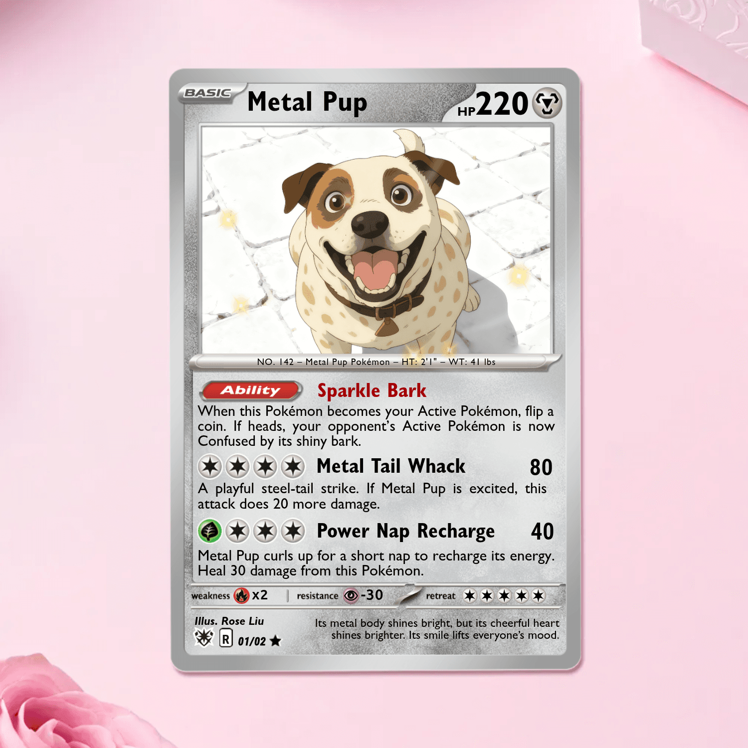 Custom Poke Game Card, Personalized Dog Portrait, Cat Memorial Gift, Funny Trading Item