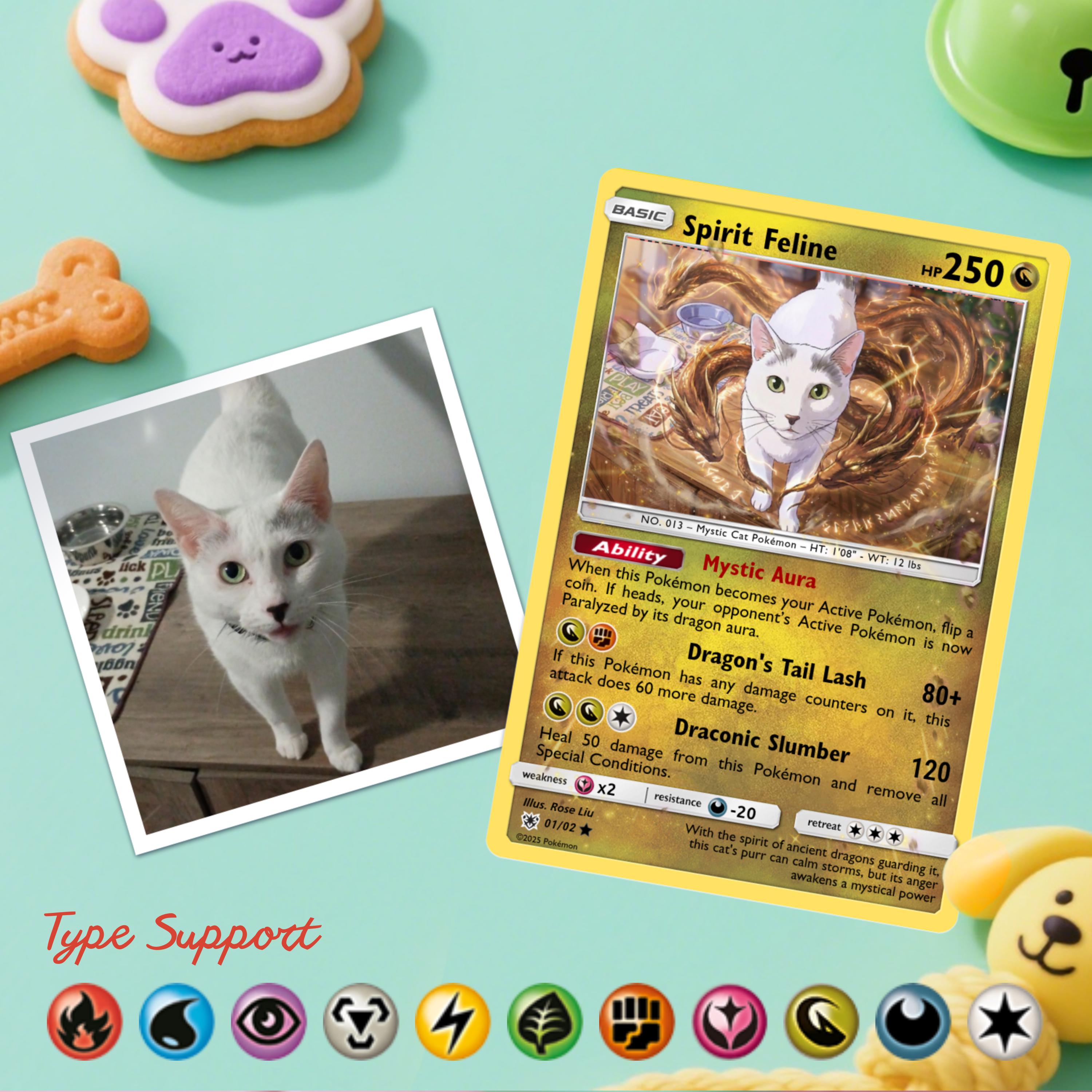 Custom Poke Game Card, Personalized Dog Portrait, Cat Memorial Gift, Funny Trading Item | Sun & Moon Pokémon - thumbnail 3