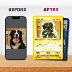 Custom Pet Pokémon Card Basic Type - Personalized Dog Cat Photo Art - Unique Gift for Pet Lover - Birthday Memorial Keepsake - thumbnail 2