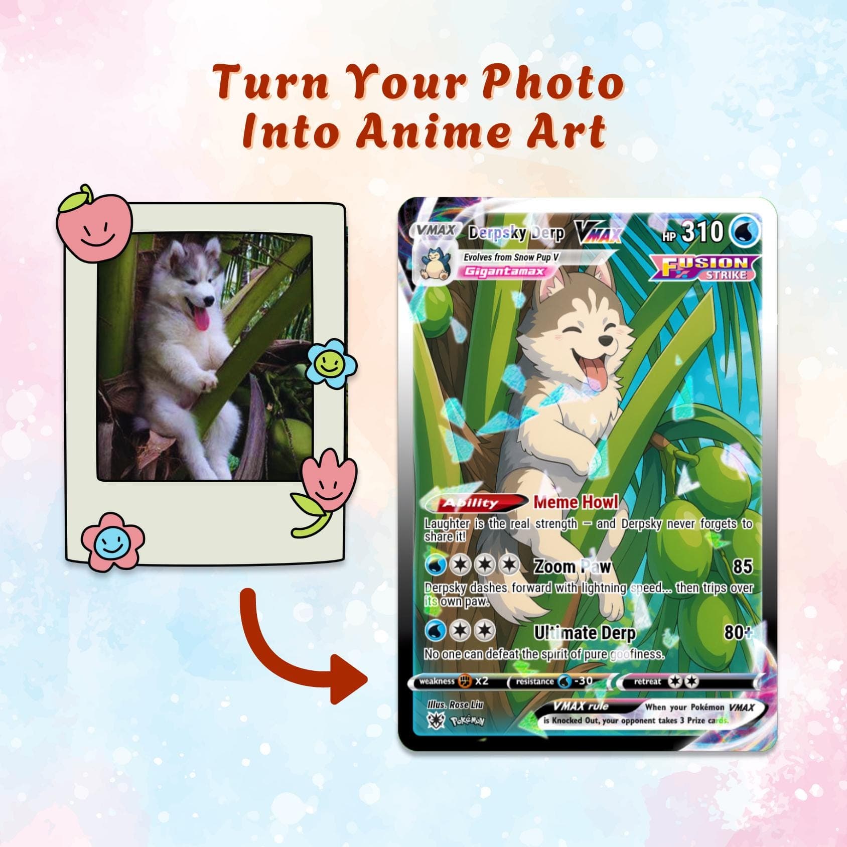 Custom Pet Pokémon Card | Personalized Pet Trading Card | Turn Your Dog or Cat into Pokémon | Funny Anime Card Gift for Pet Lovers - image 2