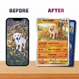 Custom Pet Poke Card, Sword & Shield Lv. X Style, Personalized Dog Portrait, Funny Trading Card Gift, Wood Display, Anime Pet Art - thumbnail 2