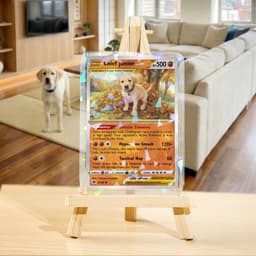 Custom Pet Poke Card, Sword & Shield Lv. X Style, Personalized Dog Portrait, Funny Trading Card Gift, Wood Display, Anime Pet Art - thumbnail 3