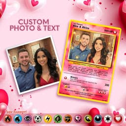 Custom Couple Photo & Text Game Card – Personalized Pokémon-Style Card, Valentine Gift for Couples - thumbnail 3