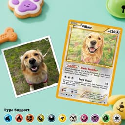 Custom Photo & Text Game Card – Poke Card Gift for Pet Lover - XY / Black White - thumbnail 3