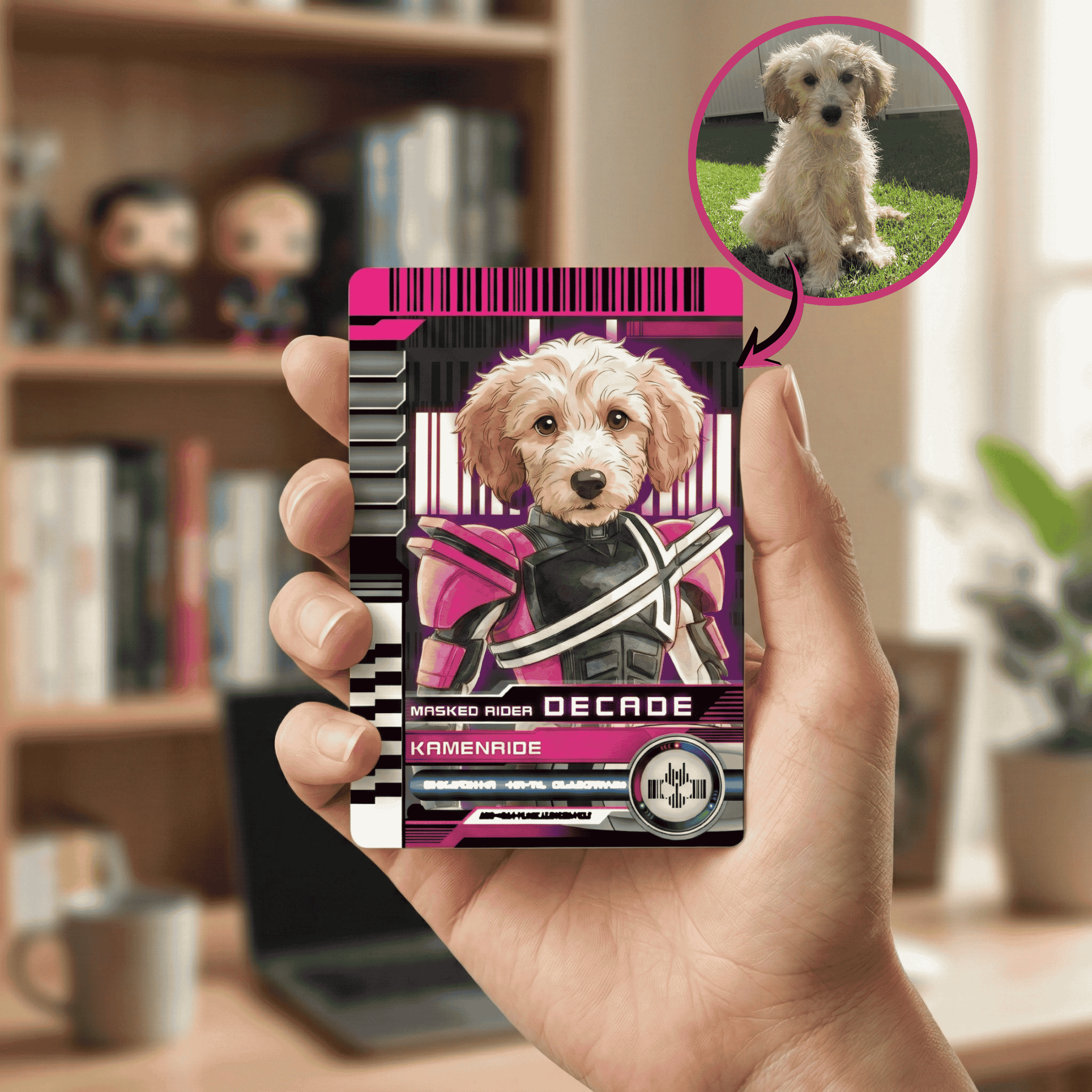 Custom Kamen Rider Decade Style Pet Card – Personalized Kamen Rider Dog Portrait, Anime Inspired Collectible Gift - image 2