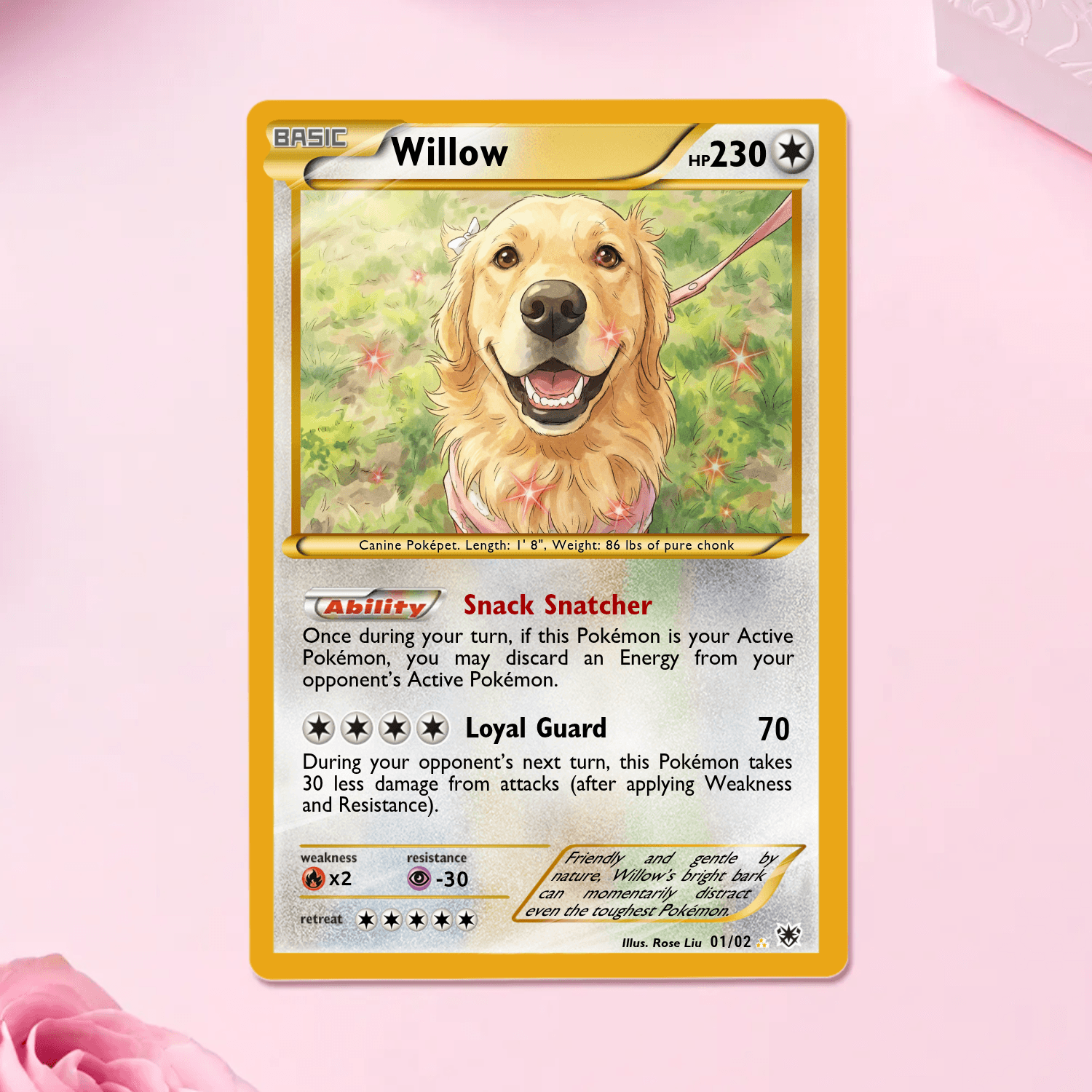 Custom Photo & Text Game Card – Poke Card Gift for Pet Lover - XY / Black White